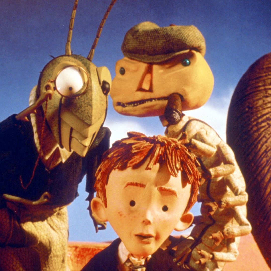 James and the Giant Peach (1996)

Directed by Henry Selick

Shown: Grasshopper (voiced by Simon Callow), James (voiced by Paul Terry), Centipede (voiced by Richard Dreyfuss)